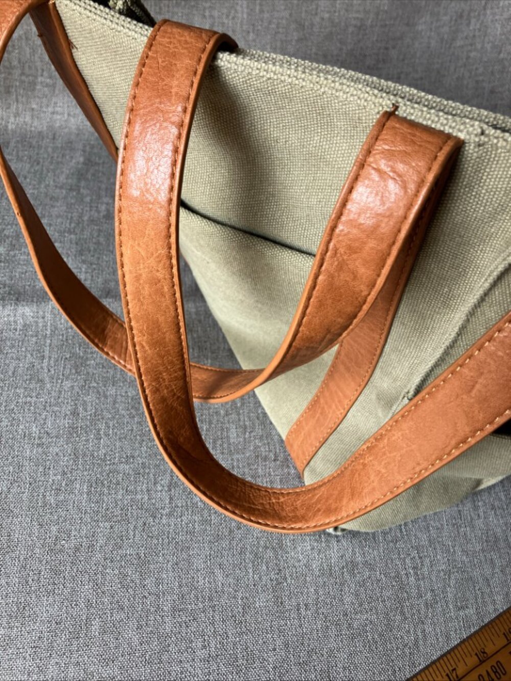 Joy Susan Medium Canvas Tote with Vegan Leather Straps and Abundance of Pockets - Picture 6 of 14